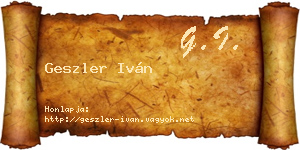 Geszler Iván névjegykártya